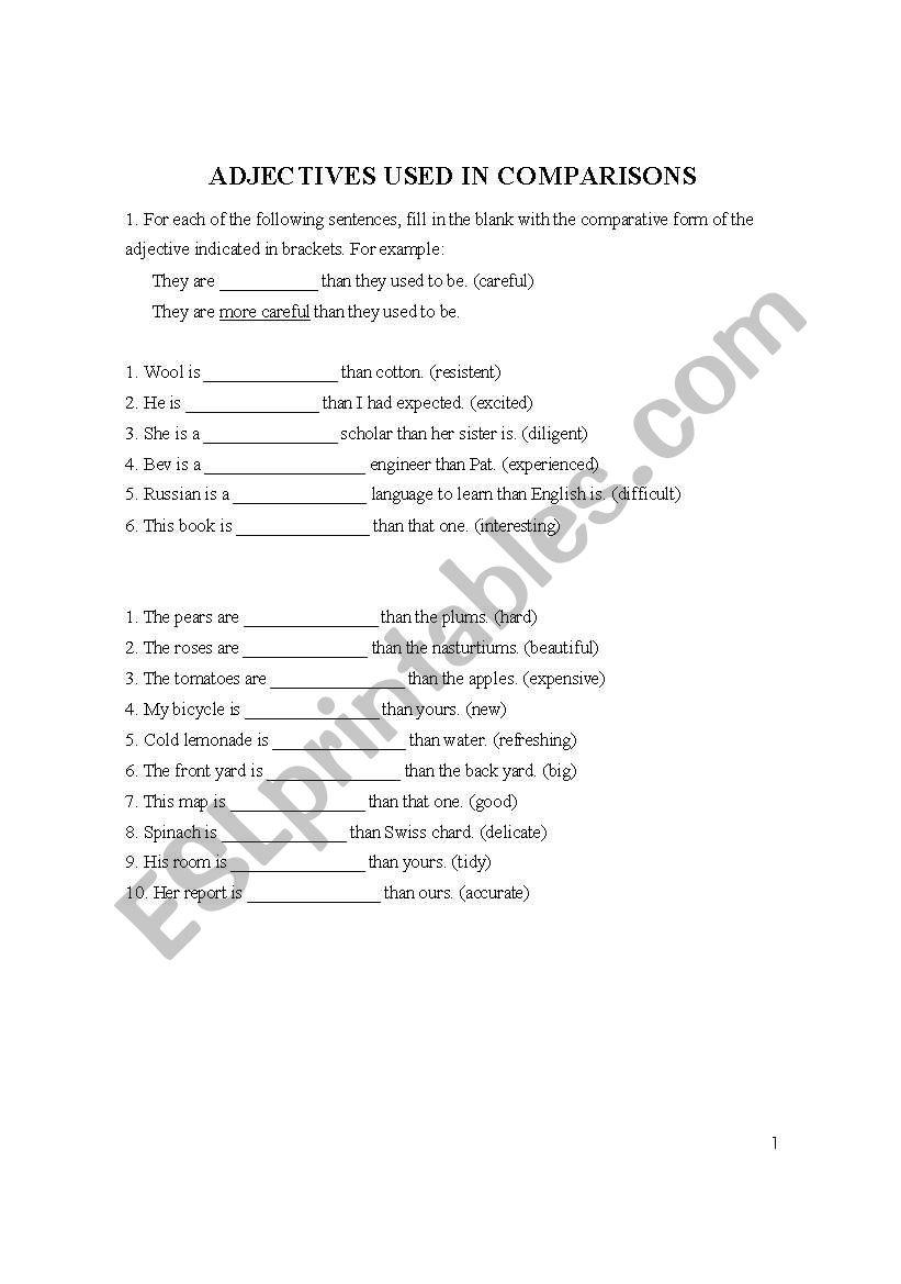 COMPARATIVE & SUPERLATIVE ADJECTIVES