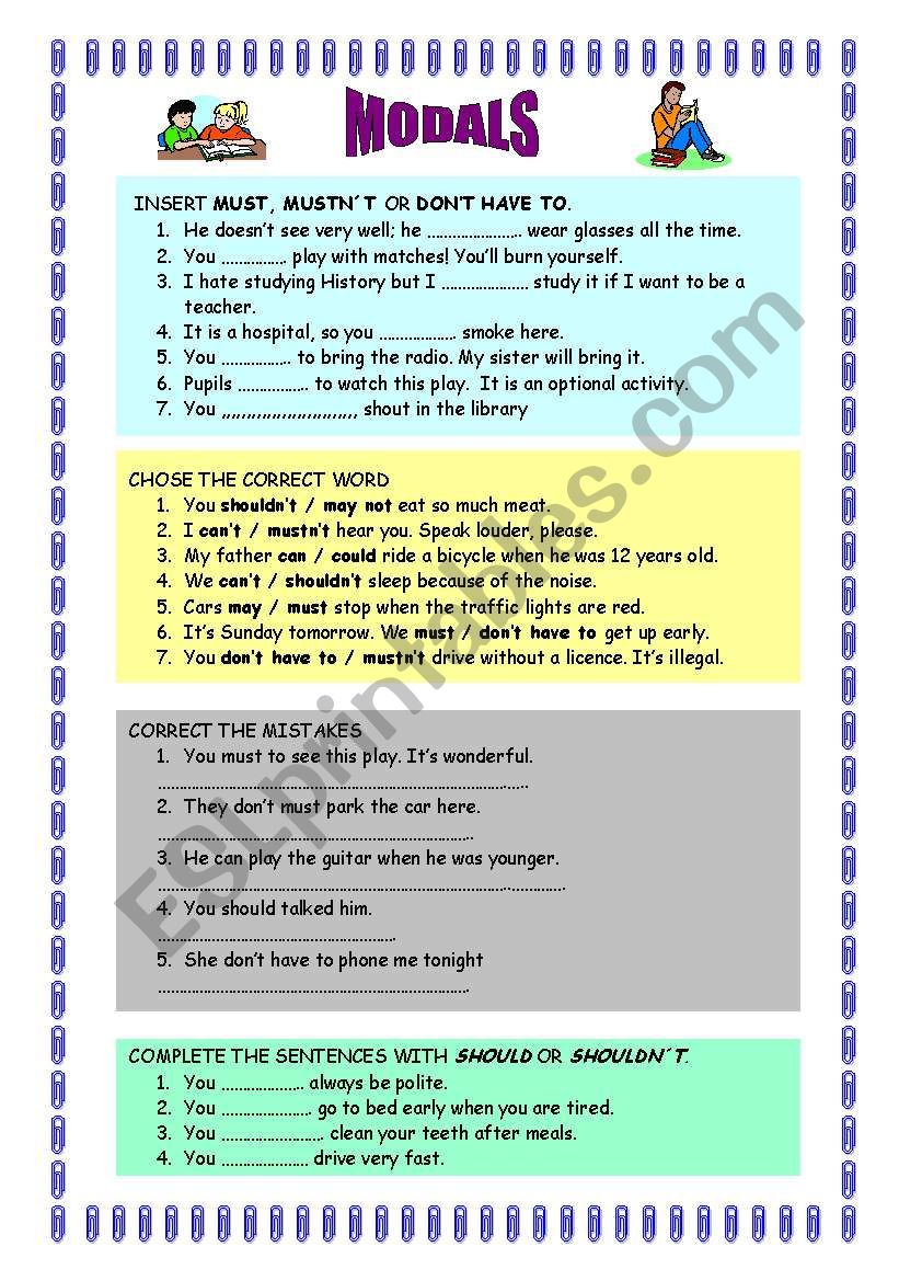 MODALS worksheet