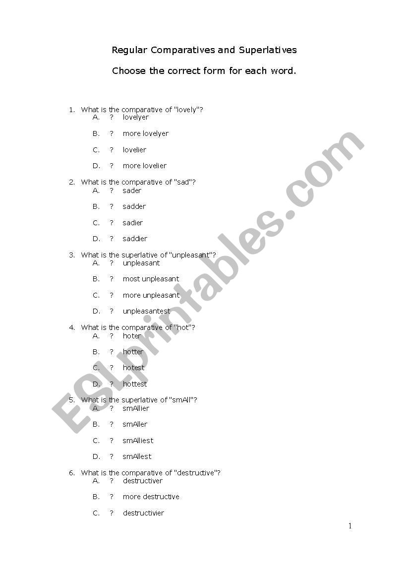 Regula, Comparative & Superlative Adjs.