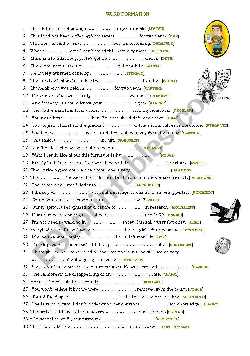 word formation worksheet