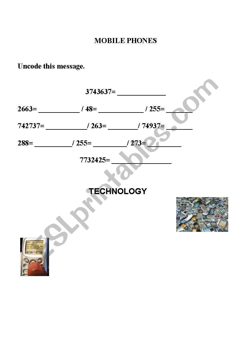 Technlogy worksheet