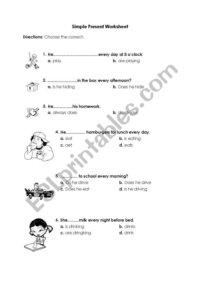 simple presen worksheet worksheet