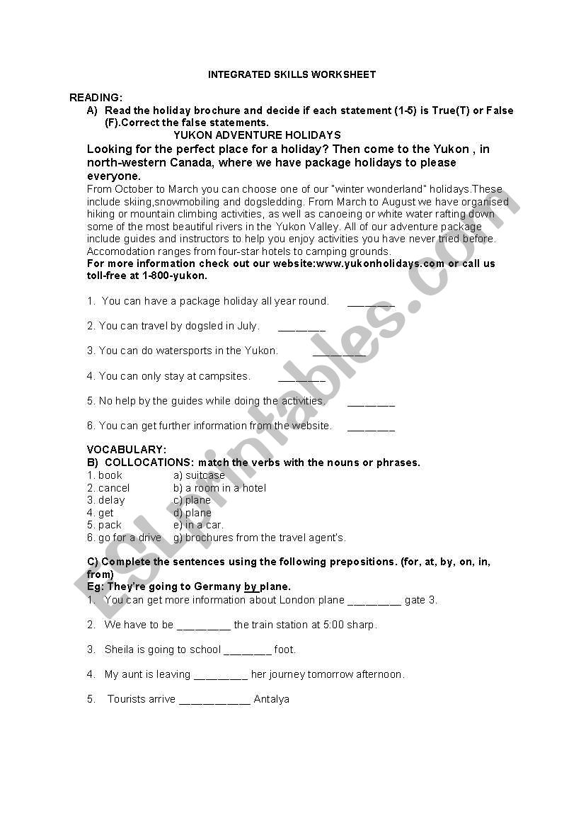 Integrated Skills worksheet worksheet