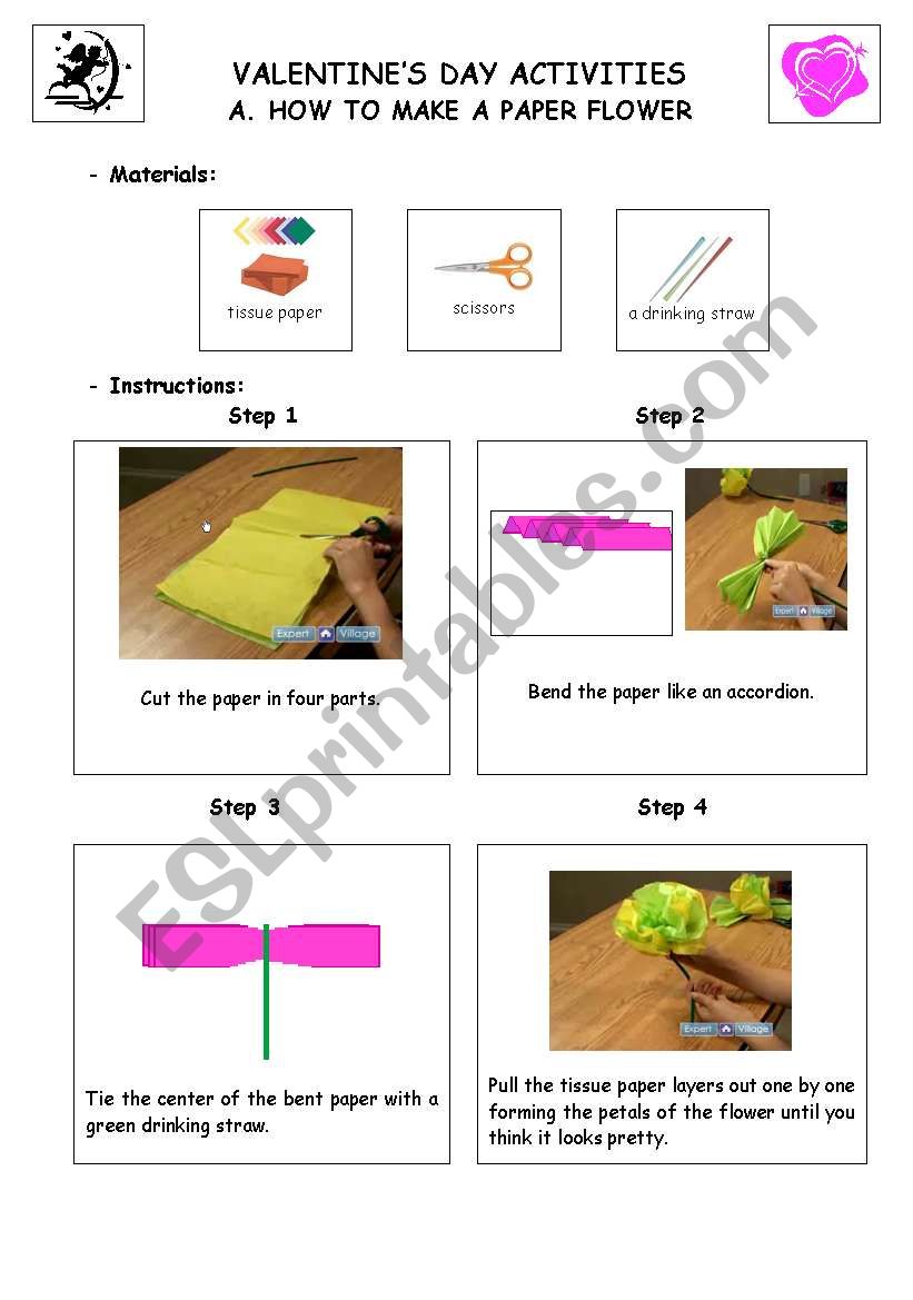 How to make a paper flower worksheet