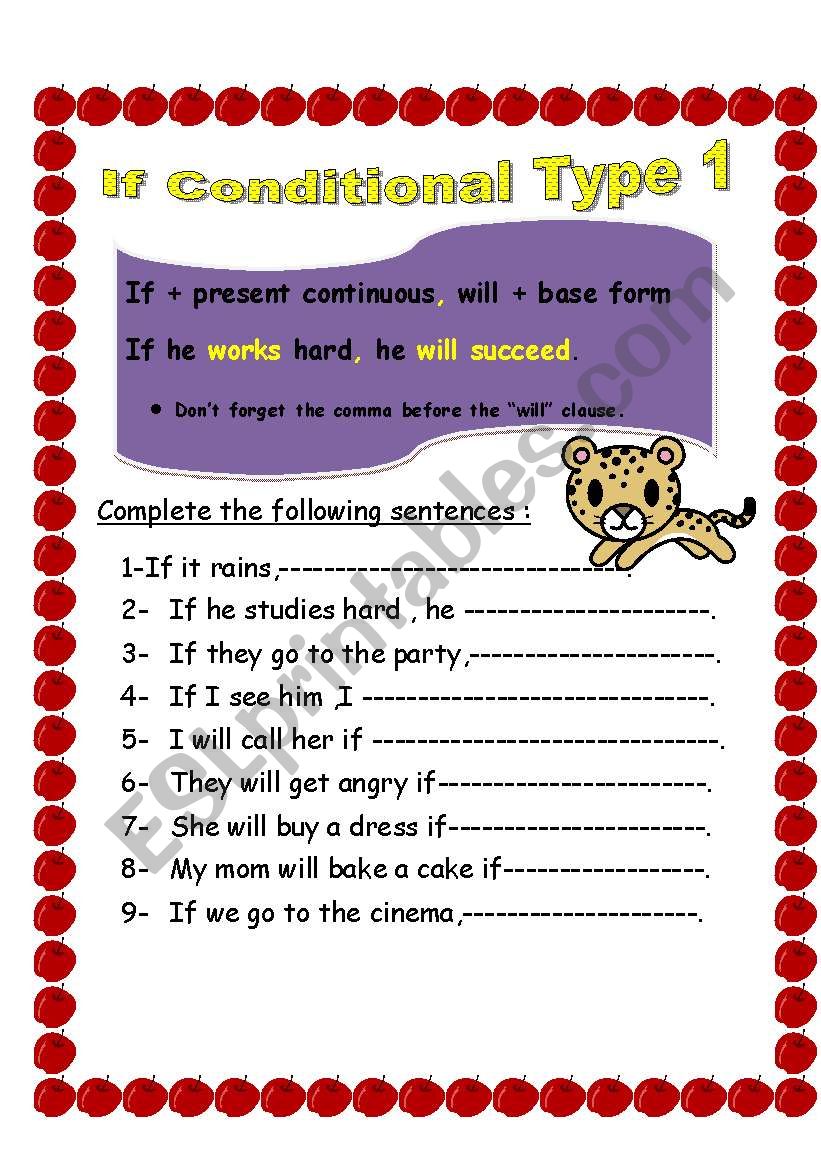 conditonal 1 worksheet