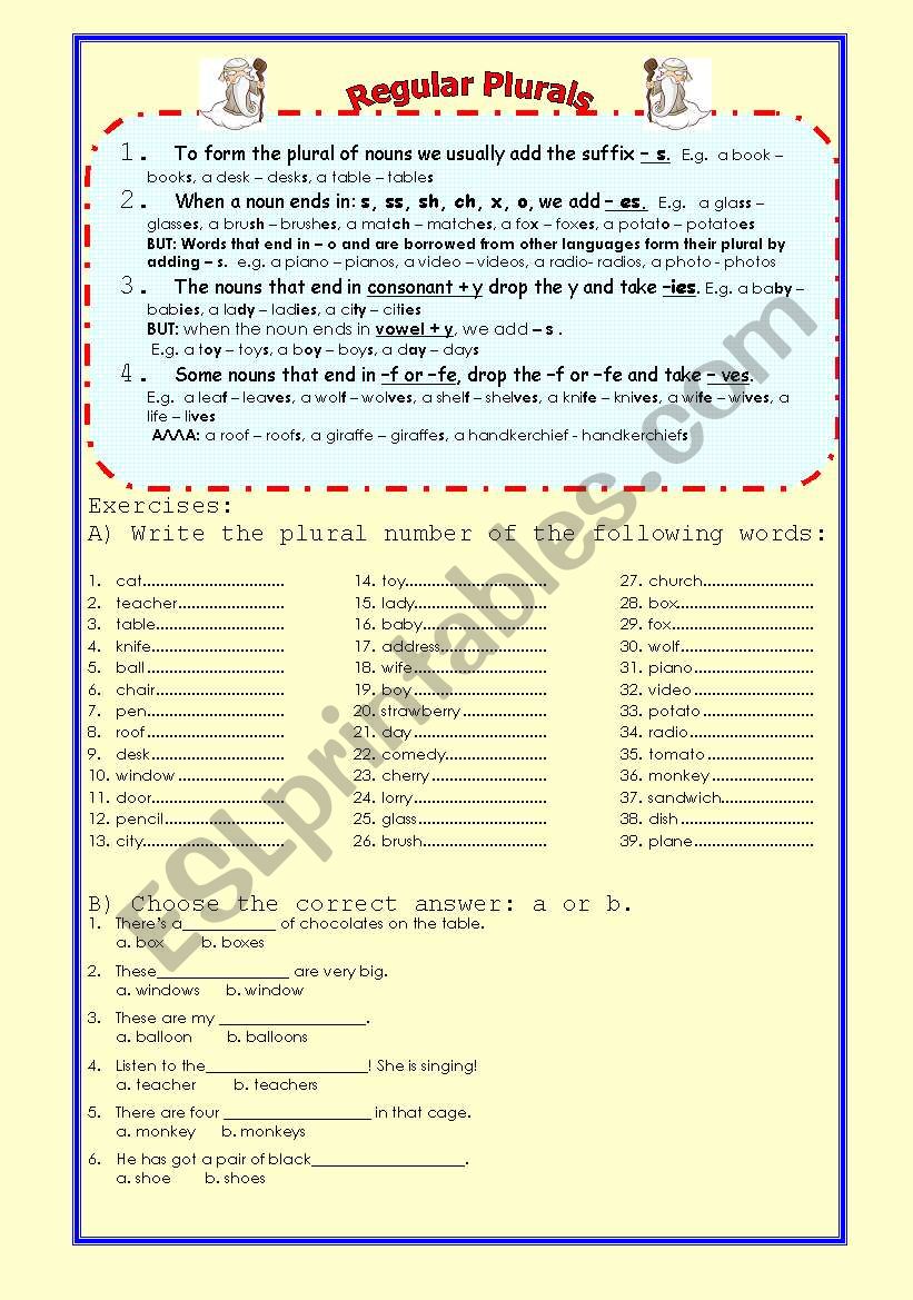 Plurals worksheet