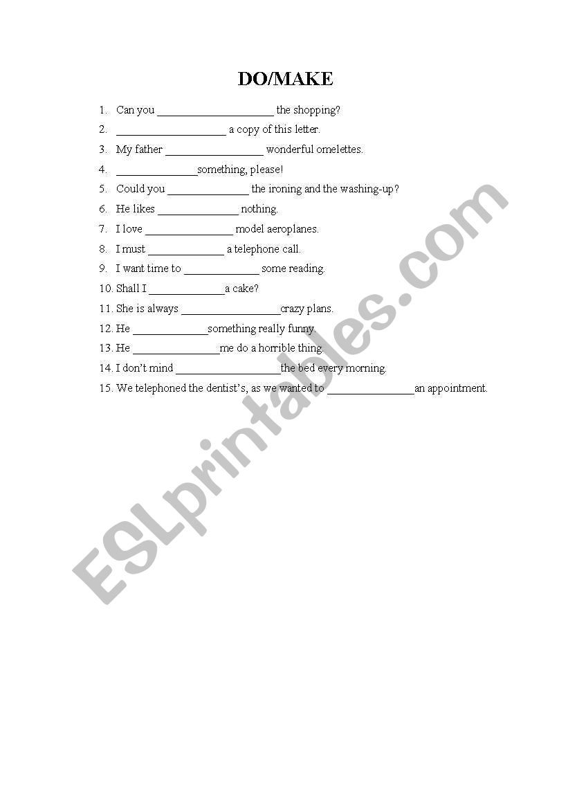 Do/Make (I) worksheet