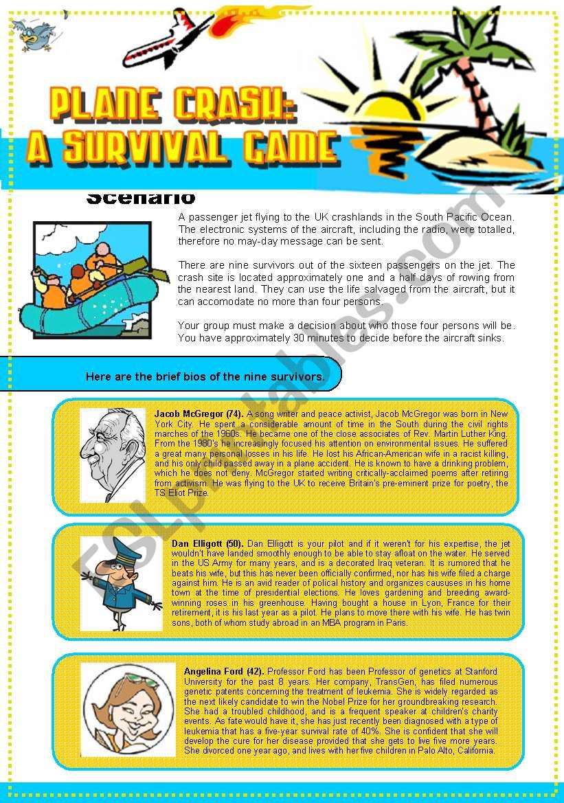 Plane Crash: A Survival Game worksheet