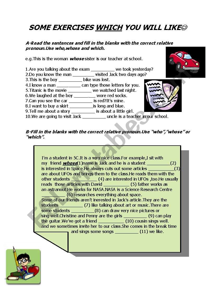 RELATIVE CLAUSES worksheet