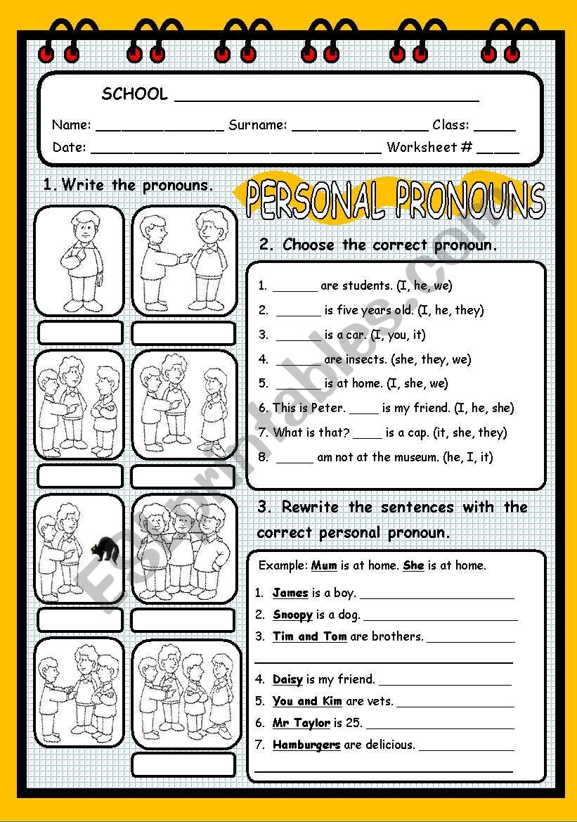 PERSONAL PRONOUNS worksheet