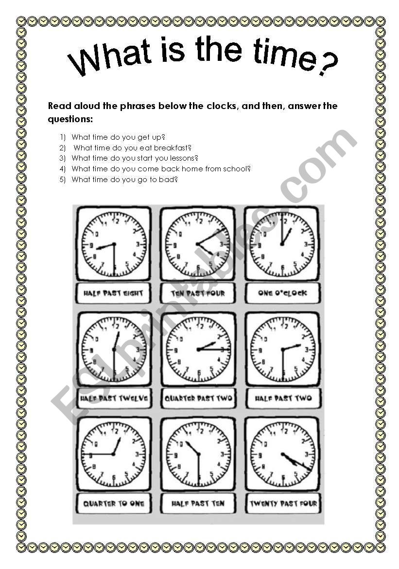 What is the time?  worksheet
