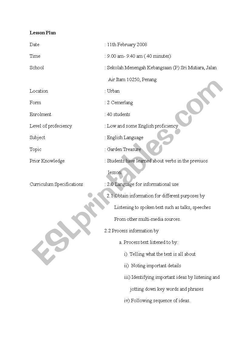 reading lesson plan worksheet