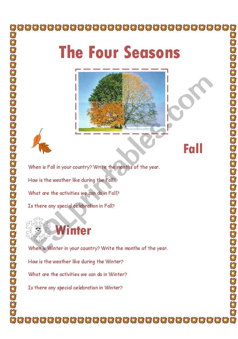 The four seasons worksheet