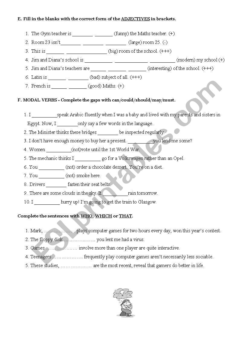 grammar revision worksheet 8th grade esl worksheet by isabelmoutinho