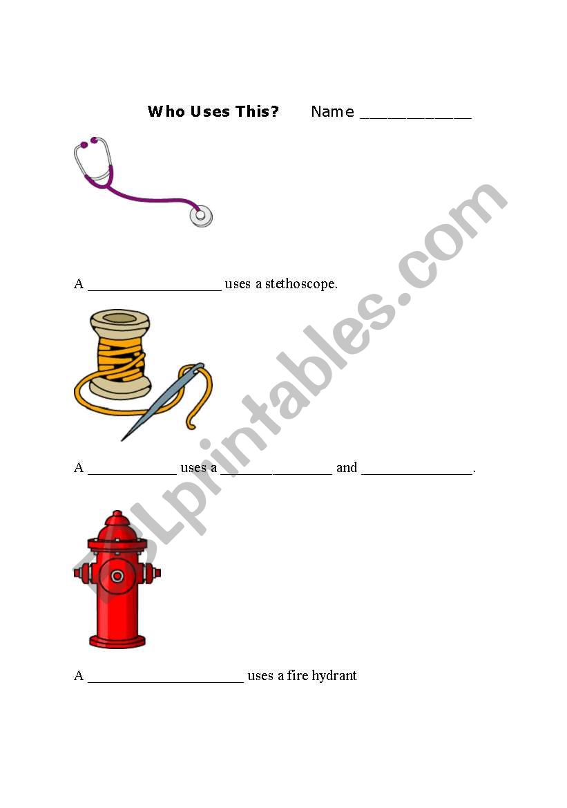 Who Uses This? worksheet