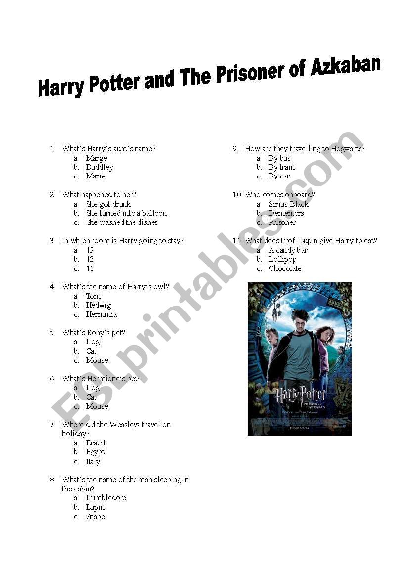 Harry Potter Quiz worksheet