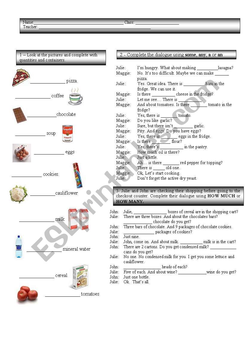 Countable and uncountable nouns - simple worksheet