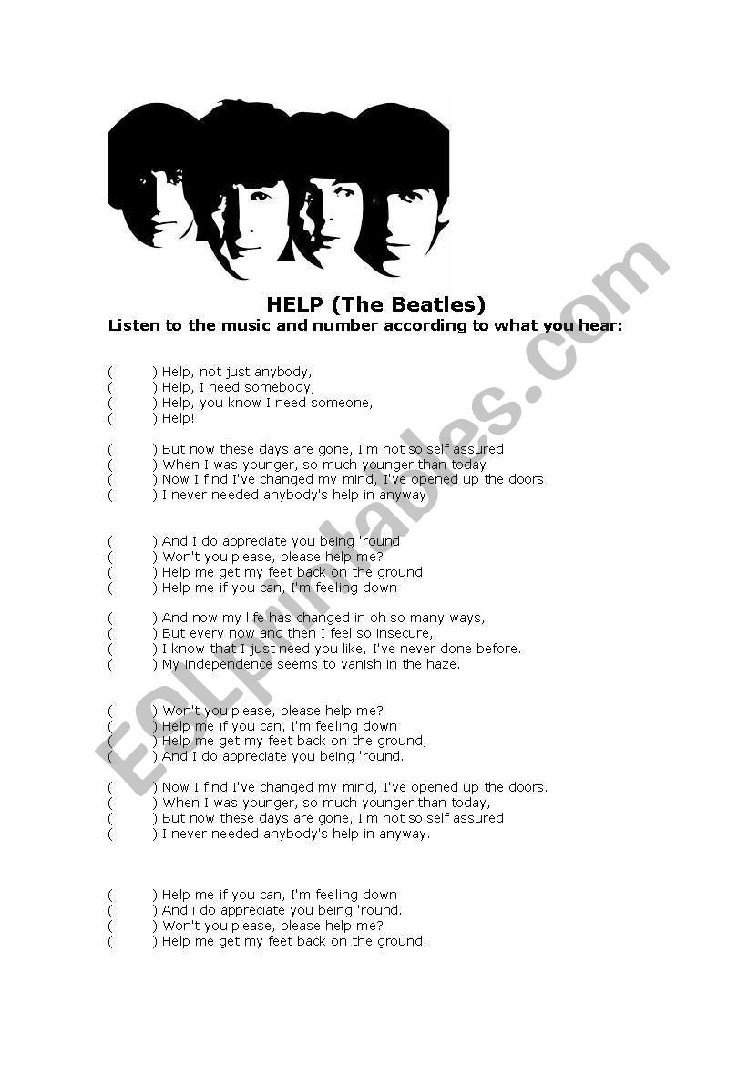 HELP- BEATLES worksheet