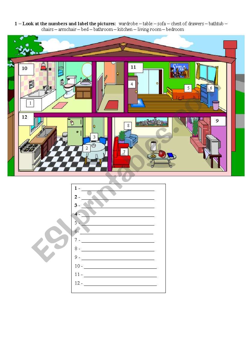 PREPOSITIONS / FURNITURE worksheet