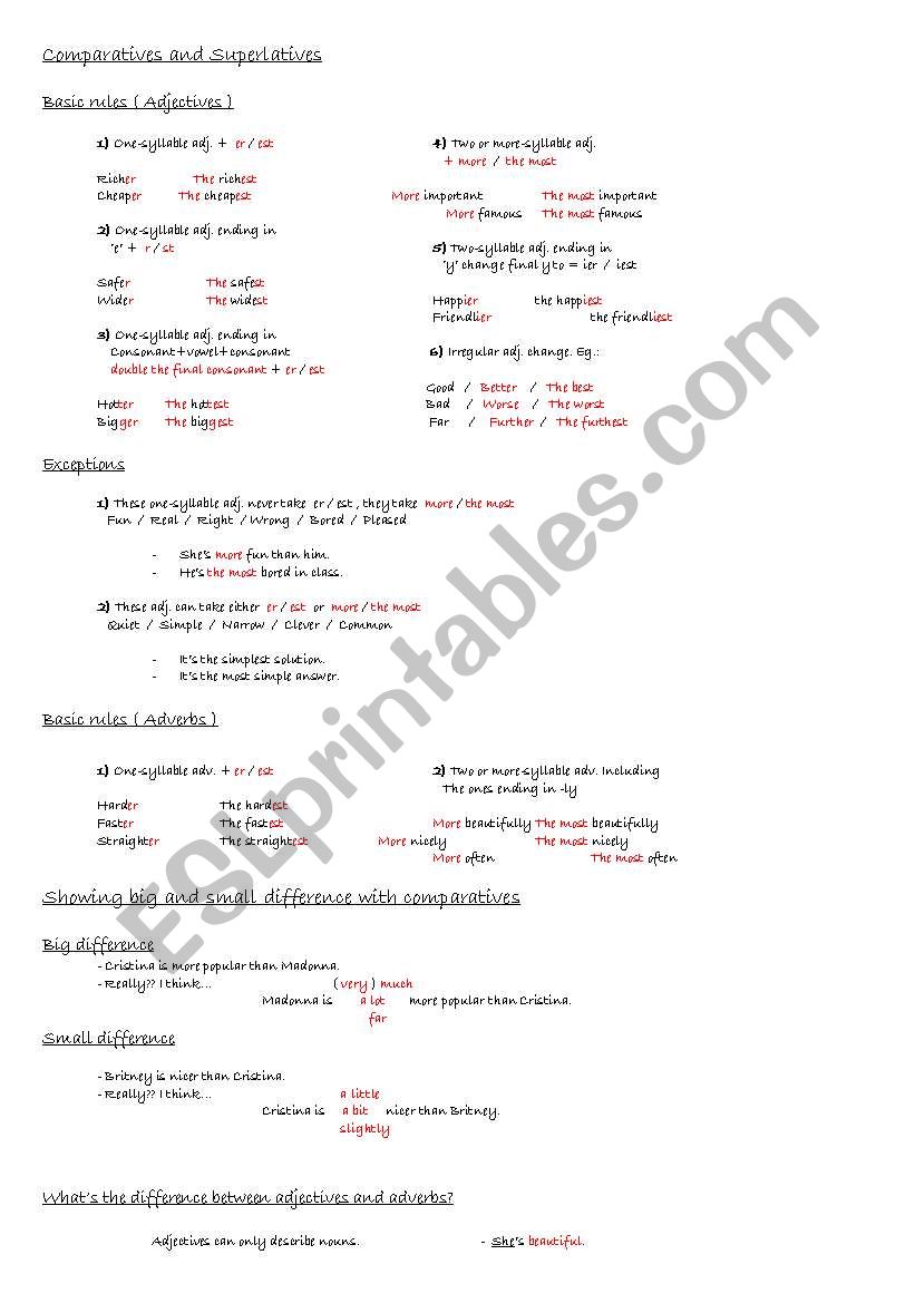 Comparatives and superlatives revision