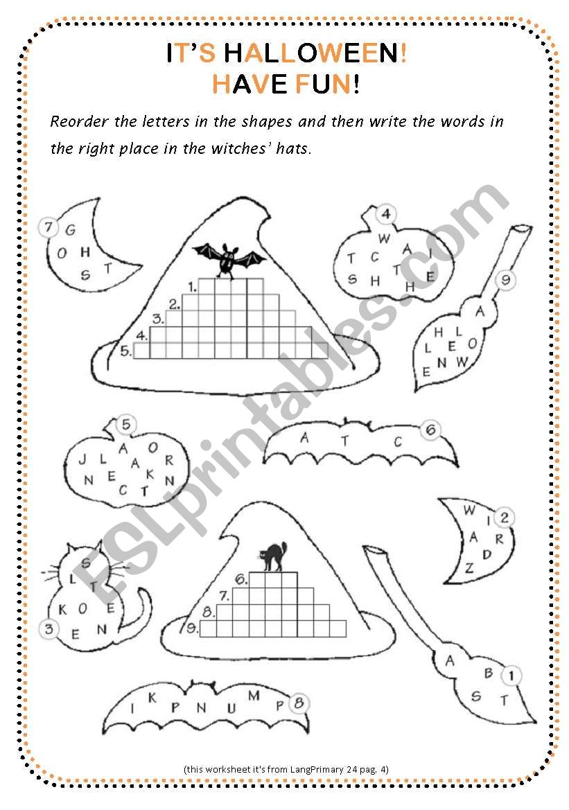 witches hats worksheet
