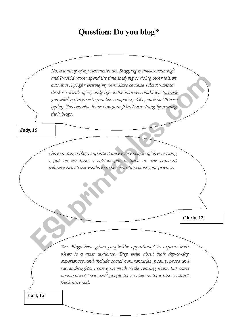 Do You Blog? worksheet