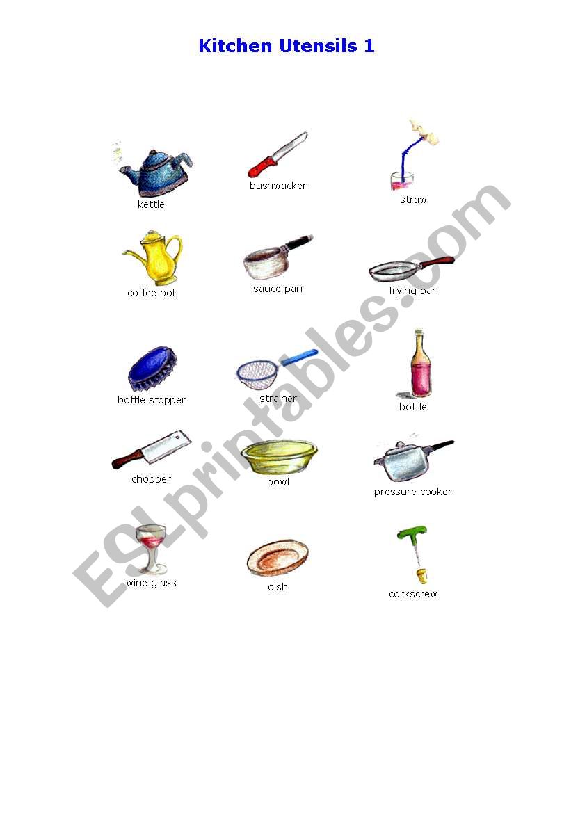 Kitchen Utensils 1 - Pictures worksheet