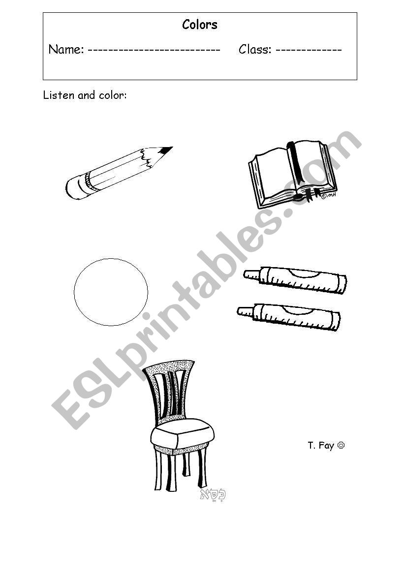 classroom.listen and color worksheet