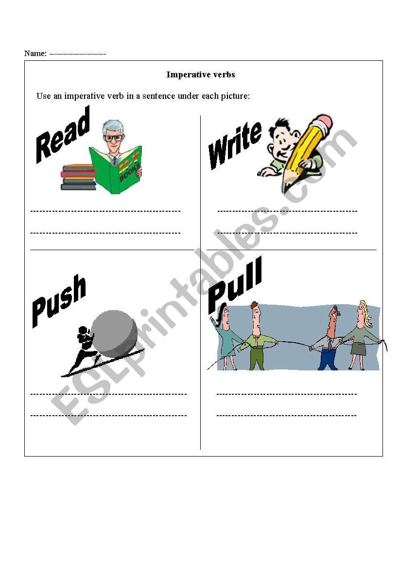 Imperative verbs - worksheets worksheet