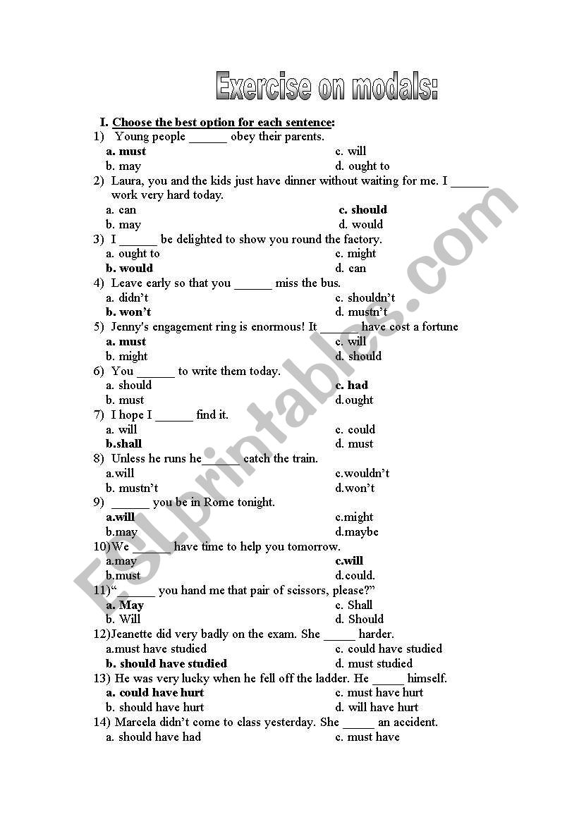 modal verbs worksheet