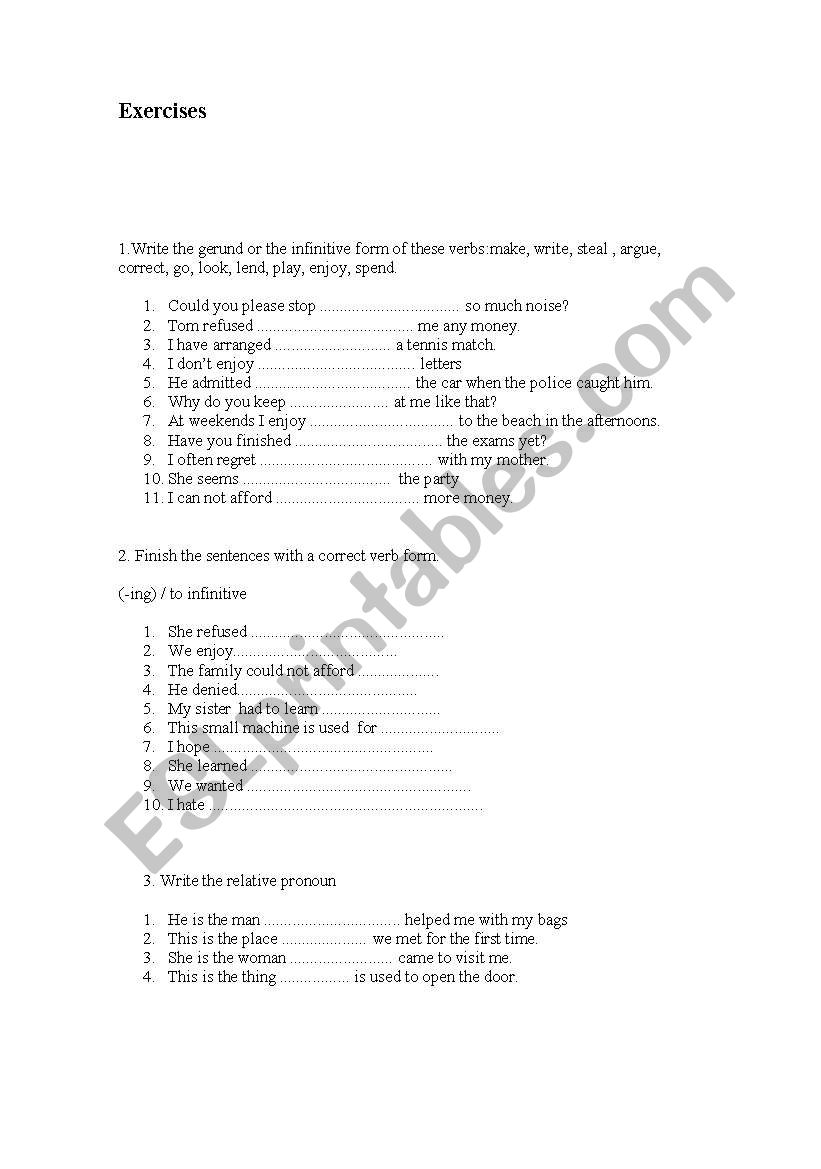 infinitives and gerunds worksheet