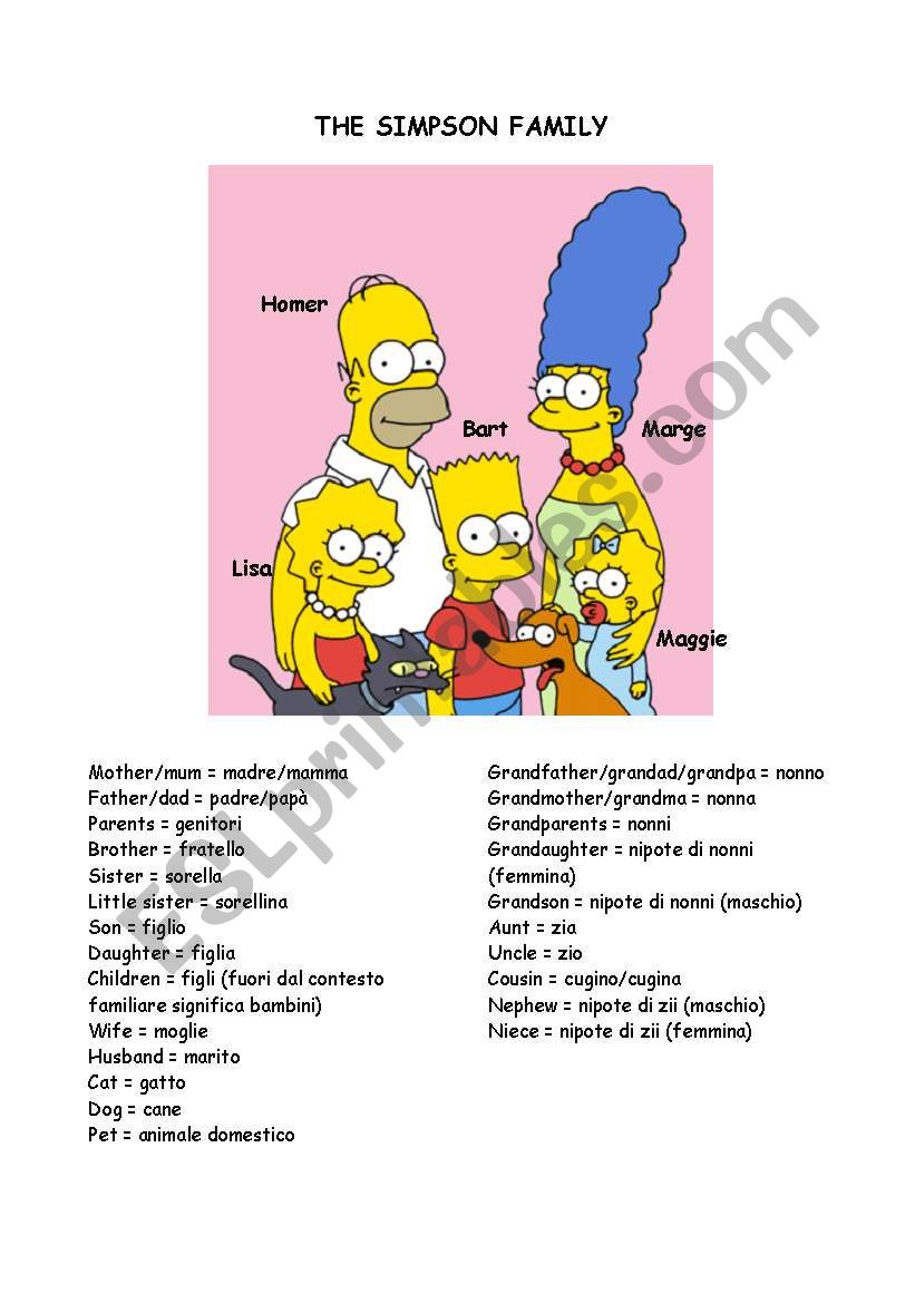 The Family worksheet