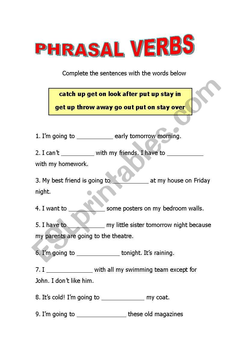 PHRASAL VERBS worksheet