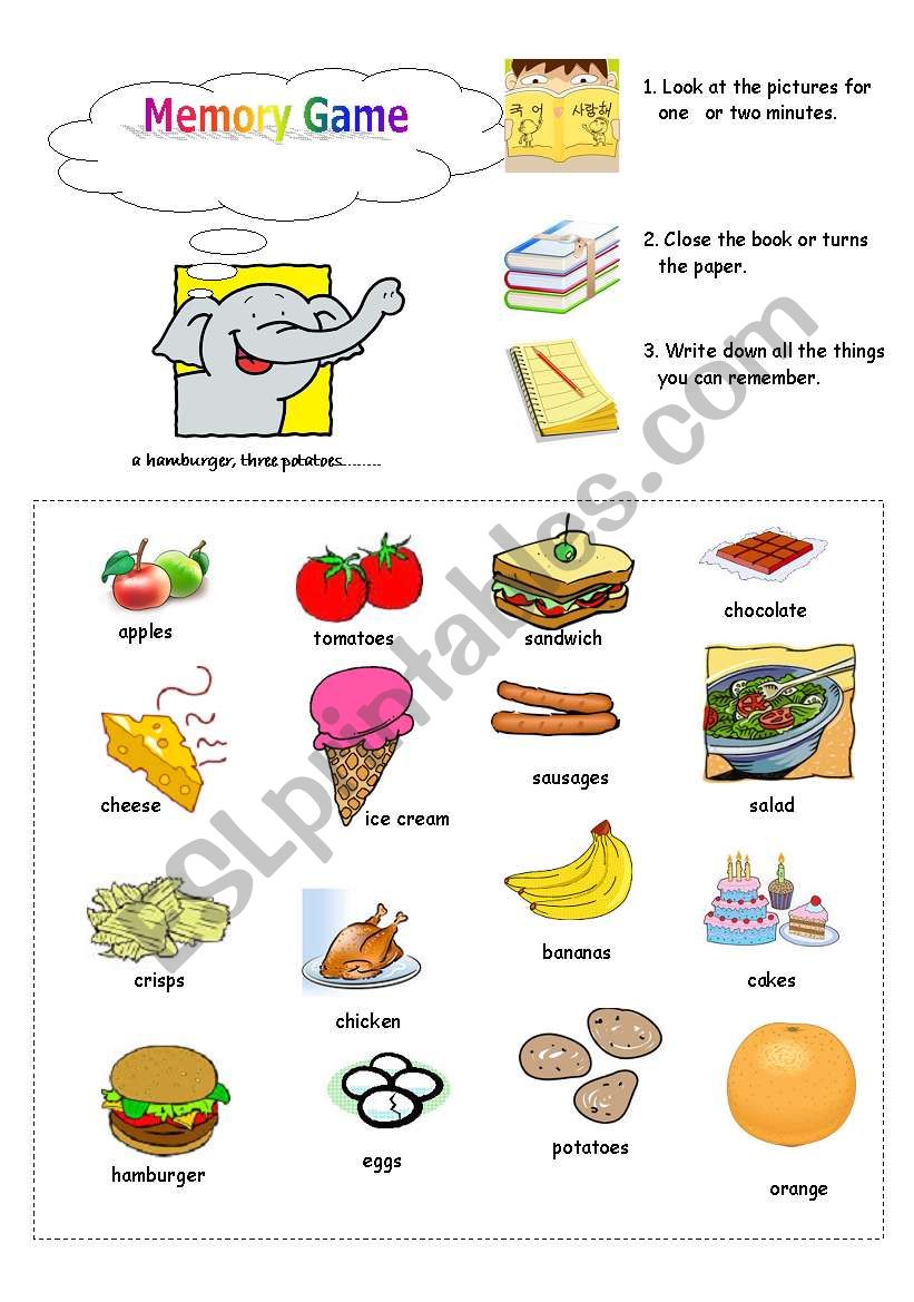 MEMORY GAME worksheet