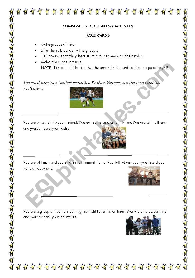 Comparatives Role Cards worksheet