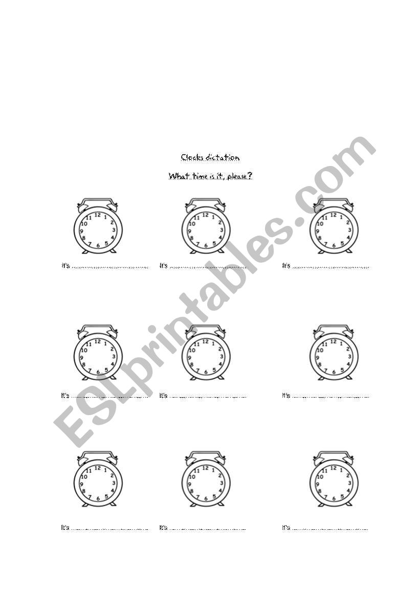 Clock Dictation worksheet