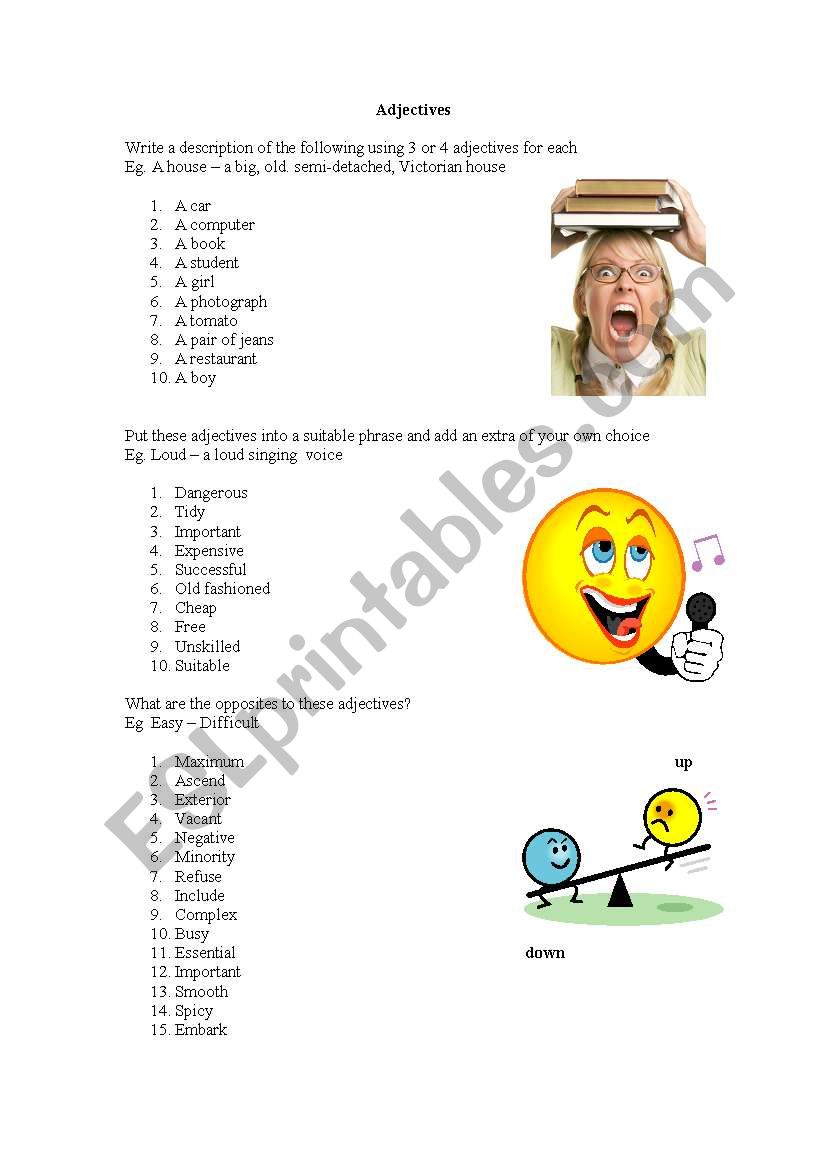 Vocabulary practice with adjectives 