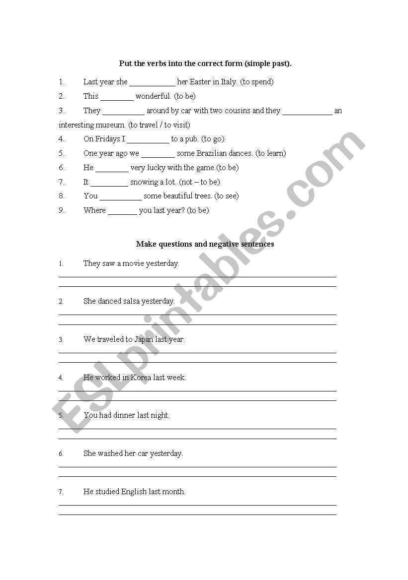 Simple Past worksheet