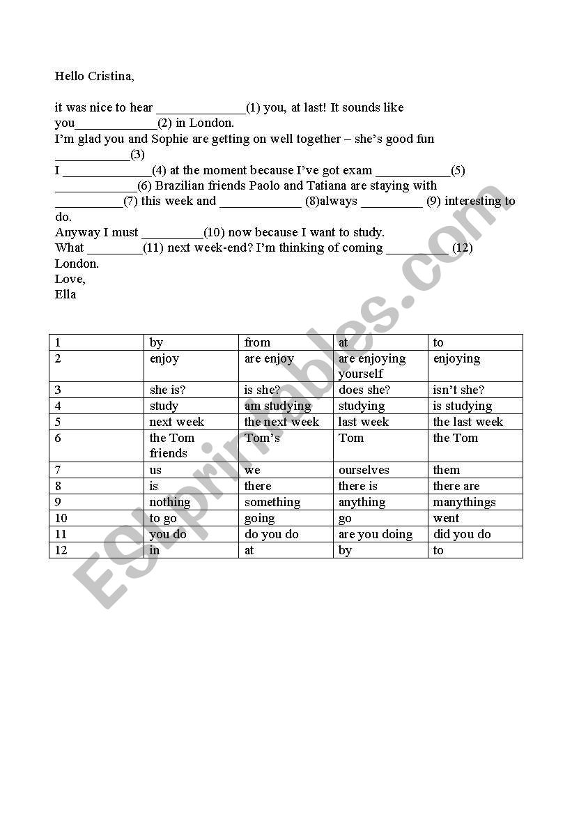 e mail worksheet