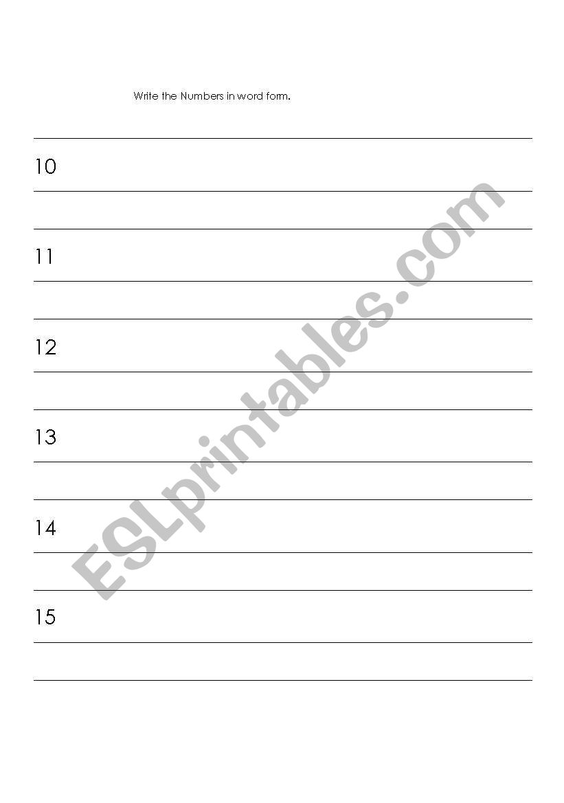 Numbers worksheet