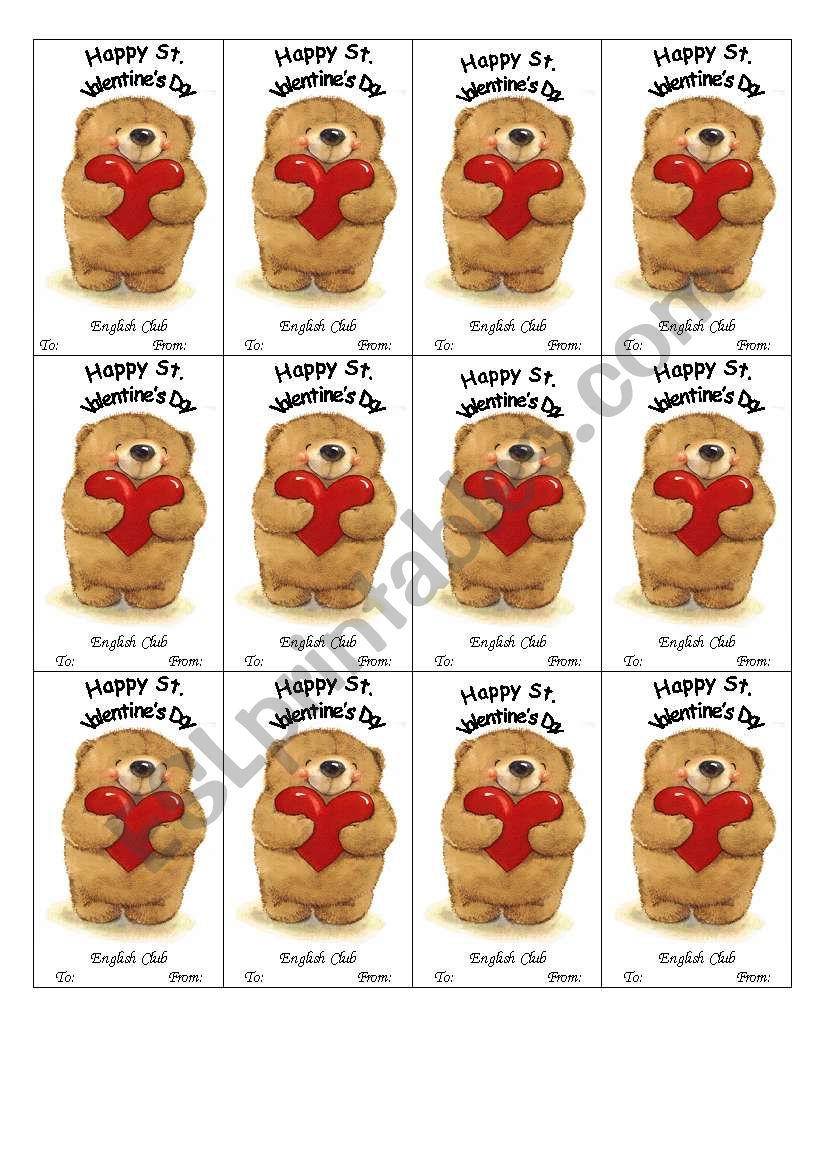 Valentine´s cards worksheet