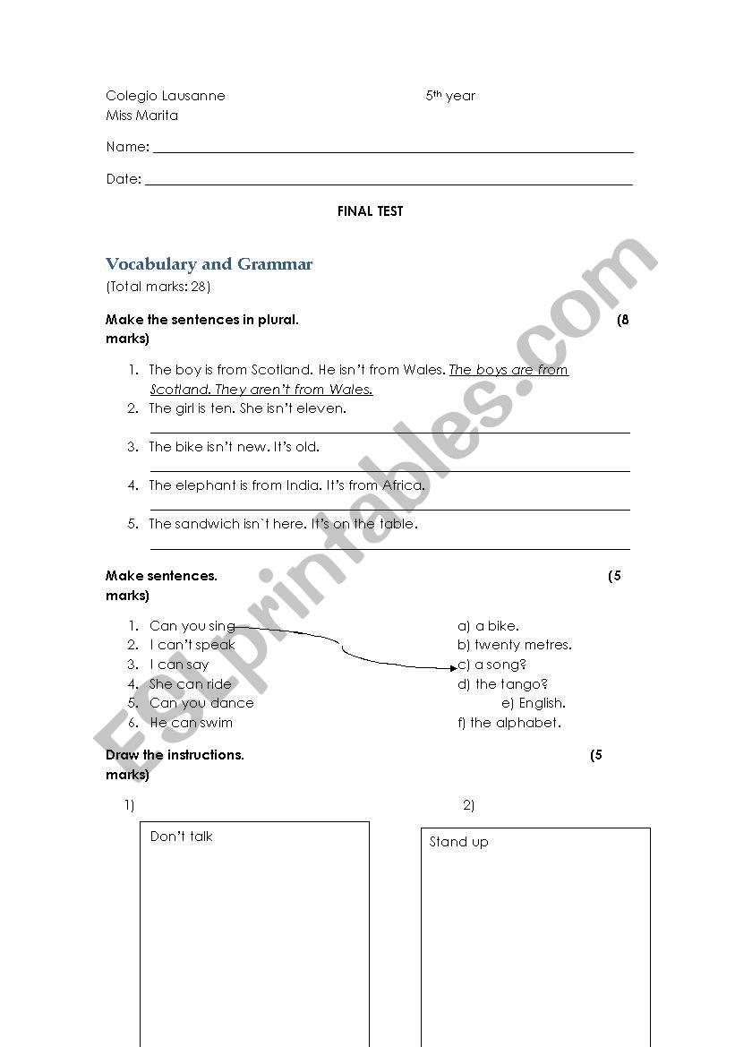 test for low level worksheet