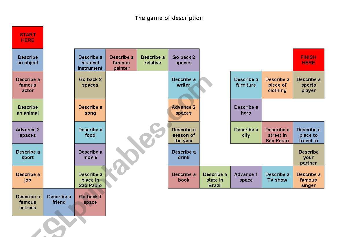 Description Game worksheet