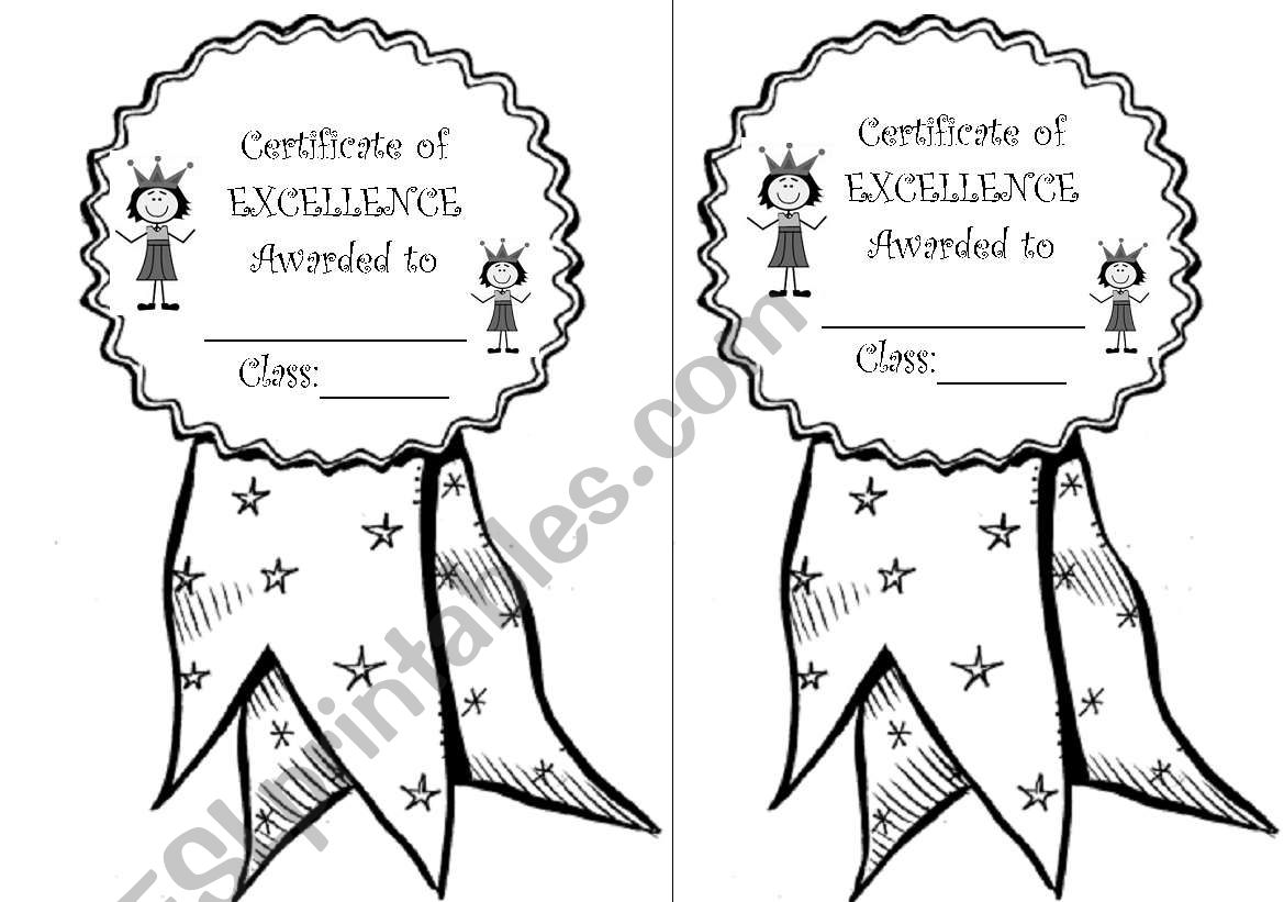 award of excellence worksheet