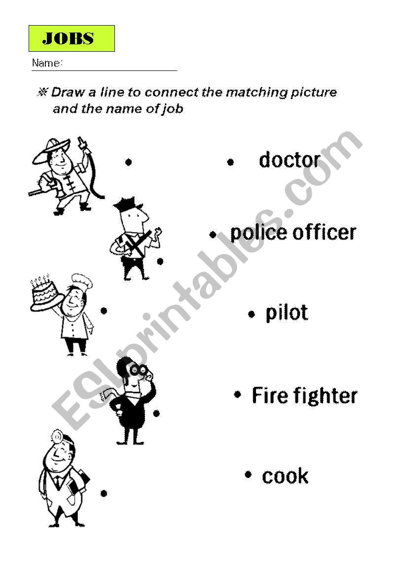 Matching job and picture worksheet