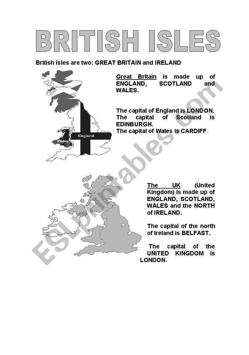 British isles worksheet