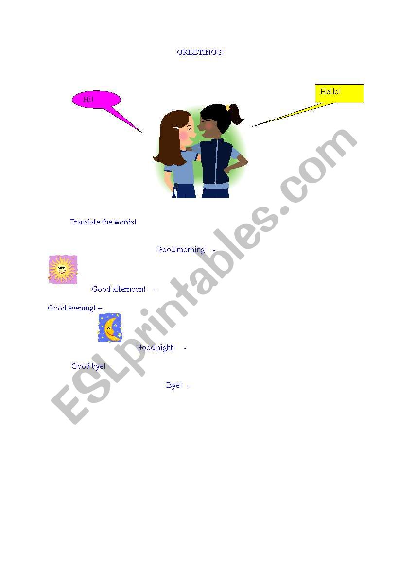 greetings worksheet