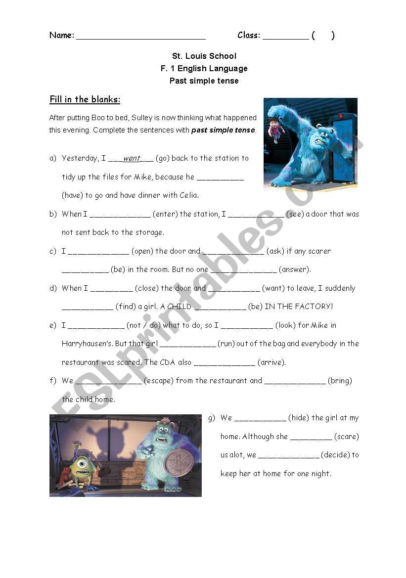 past simple tense worksheet