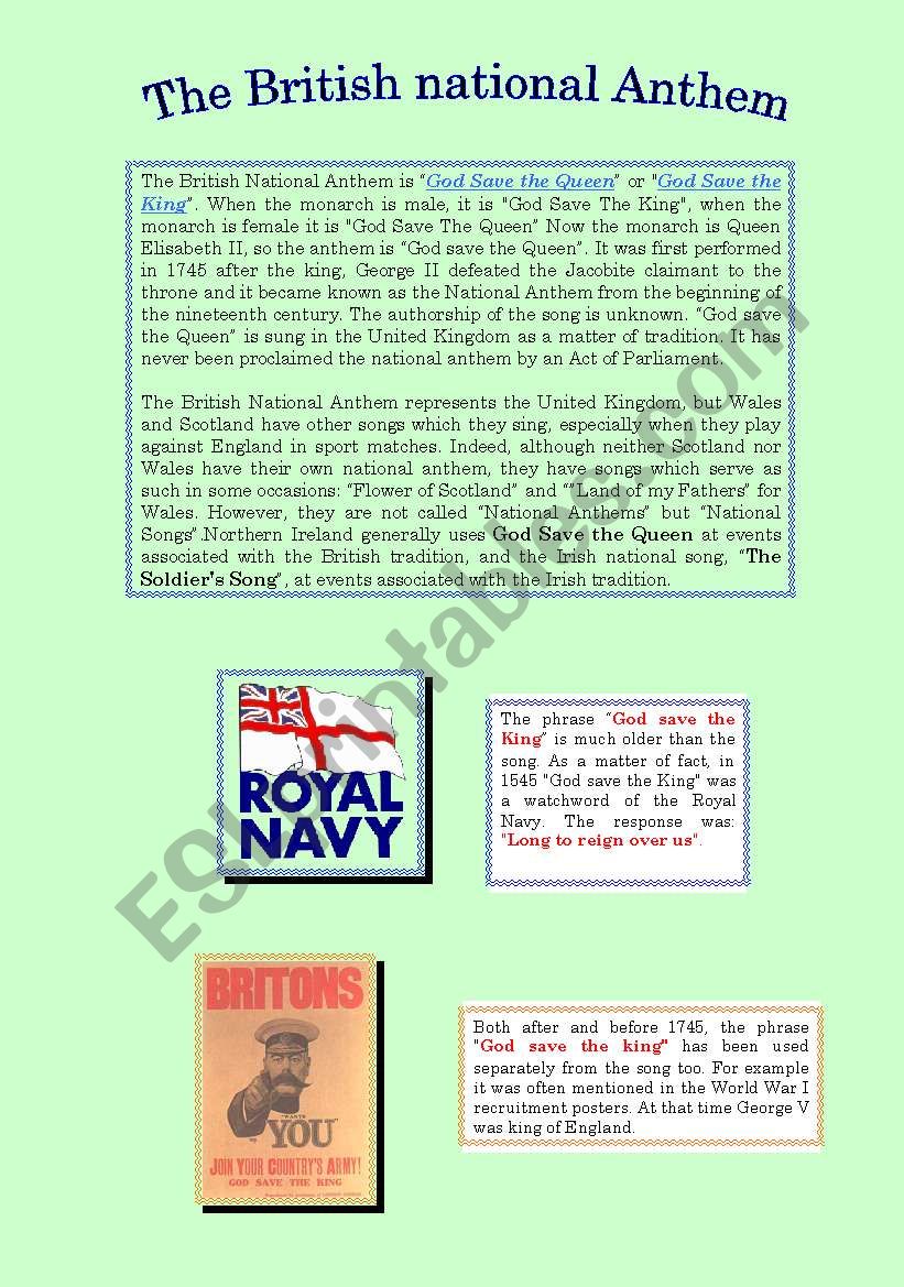 God Save the Queen - ESL worksheet by kate_scones