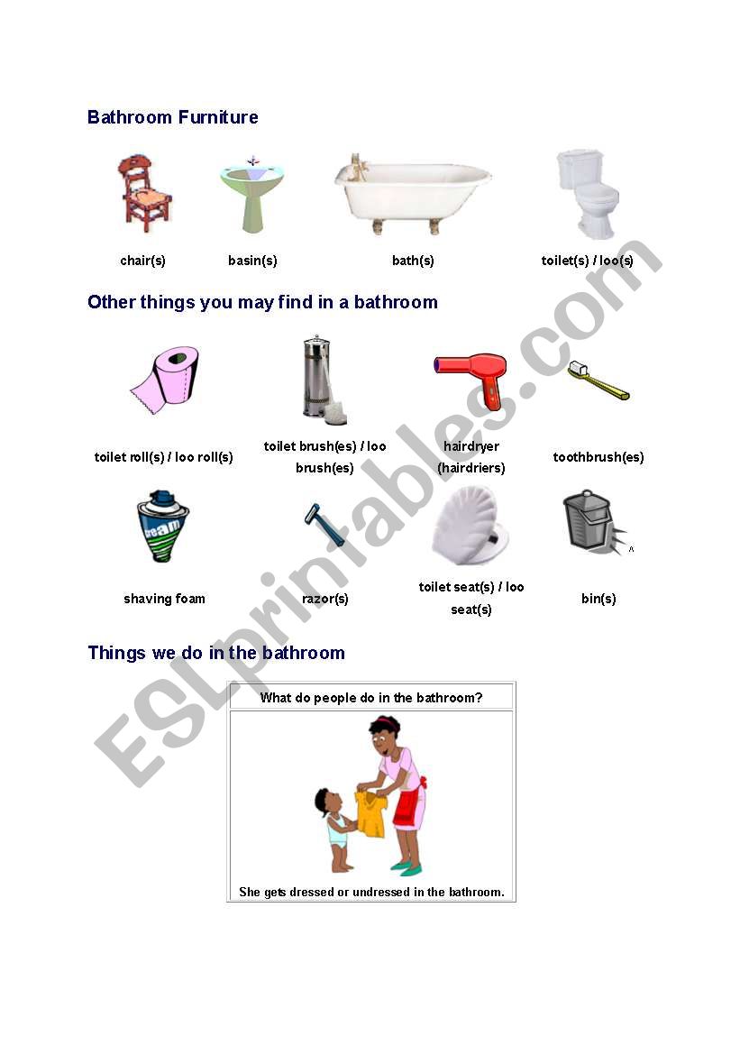 Bathroom Furniture worksheet